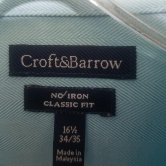 Croft & Barrow dress shirt, No Iron 16.5 Cotton, Business Formal Teal - Picture 4 of 6